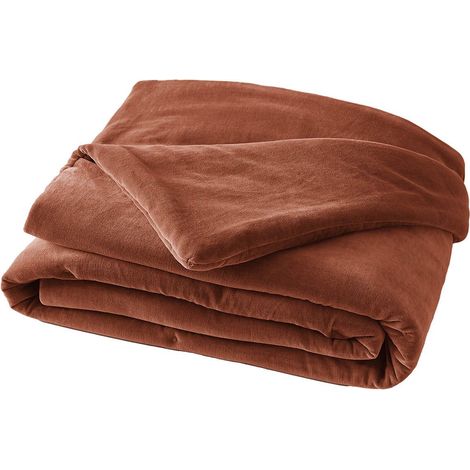 HARRIS - Chemin de Lit 90x200cm Velours de Coton Coloris Terracotta