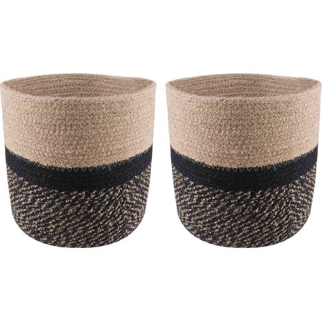 Maison Exclusive - Set di Vasi per Piante 2 pz Naturale e Nero Ø 21 x 21 cm (1/5)