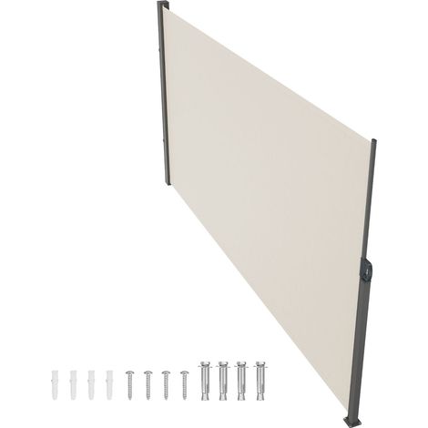 Voile d'intimité escamotable 71x118 cm, polyester 180g imperméable, écran de terrasse rétractable anti-UV 30+, idéal pour patio, jardin, balcon, beige. (1/5)