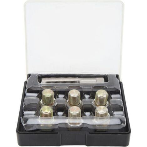 Kit de réparation de filetage de bouchon de vidange d'huile 13 pièces M13 x 1,5 mm Kit d'outils de refiletage de vis de carter d'huile