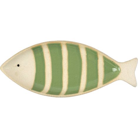 Vassoio Pesce in Ceramica Verde per Decorazione della Tavola, Ideale per Servire Antipasti e Snack in Feste e Riunioni