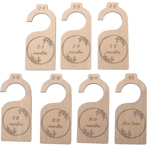 Lot de 7 séparateurs de taille pour armoire de bébé, organisateurs en bois pour armoire de bébé, de la naissance à 24 mois, pour vêtements de bébé à la maison - 3 (1/5)