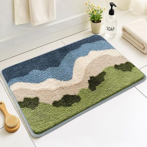 Mikrofaserteppich, saugfähig, weich, flauschig, plüschig, rutschfest, blau, 4060 cm (1/5)