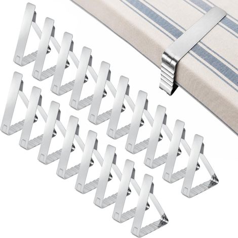 18 Pièces Pince Nappe Table en Acier Inoxydable, Anti-Dérapant Pinces à Nappe Clip Jusqu'à 4cm, Pinces de Table pour l'Intérieur et l'Extérieur, pour Jardin, Barbecue, Fête (1/5)
