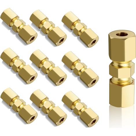 Connettore per tubo freno da 10 pezzi, tubo freno per tubi da 4,75 mm, connettori per cavo freno da 3/16", raccordi per tubo freno, connettore in rame con diametro esterno del tubo