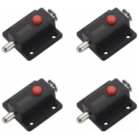 Lot de 4 loquets à glissière de sécurité automatique – Pour portes et fenêtres en bois – Installation par vis – Finition noire (1/5)