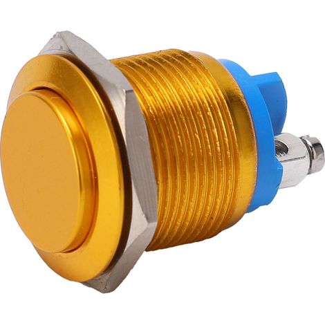 Interrupteur à bouton-poussoir en métal, tête haute, entièrement oxydé, réarmement automatique, vis de réglage, commande au pied, 19 mm (jaune) (1/5)