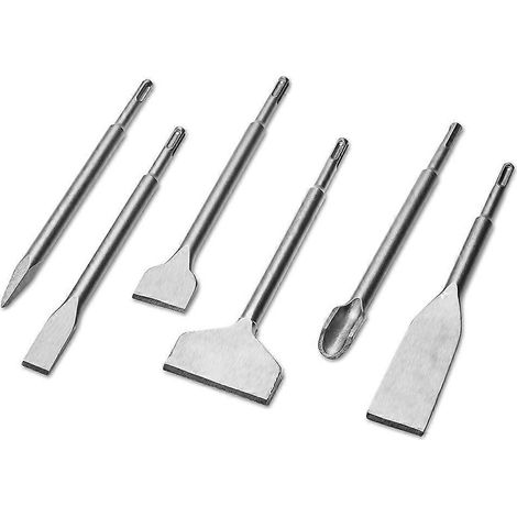 Coffret de 6 burins SDS-Plus, outils professionnels en acier 40CR pour la maçonnerie, la démolition et la rénovation - JBMEDIA (1/4)