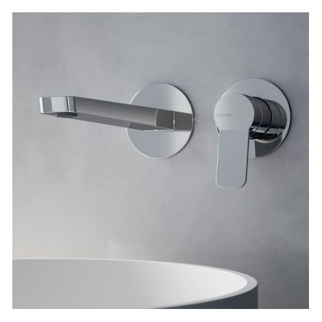 Lavabo mural avec bec de 180 mm et vidage Up & Down Chromé - CRISTINA ONDYNA EL25651 (1/2)