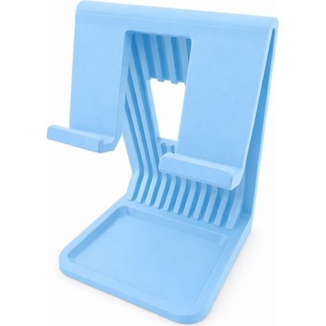 Soporte para tablet iPad azul, soporte de escritorio con paso de cables. (1/3)