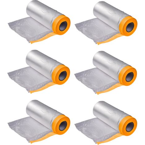 6 x Abdeckfolie mit Fineline Malerband Klebeband Kreppband mit Folie 270cm x 16m (1/4)