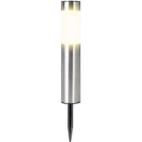 Poteau d'extérieur en acier inoxydable argenté, petit modèle, avec éclairage extérieur et intérieur pour jardin, terrasse, porche, porte, véranda, abri de jardin (1 pièce, argent). (1/5)