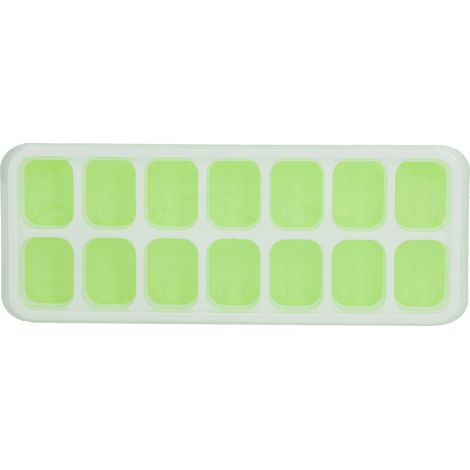 Ice Cube Tray Food Grade Plastic Silicone Ice Mold with Removable Lid for CocktailGreen