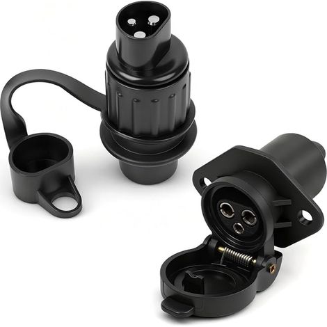 Prise 3 Broches Remorque Male/Femelle 12V 24V Connecteur Fiche Attelage Camion 3 Broche pour Véhicules Agricole, Voiture, Tracteur, Caravane, Porte-Vélo, RV