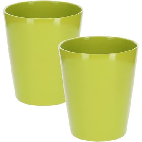 Lot de 2 pots de fleurs en céramique pour orchidées Hauteur 150 mm Diamètre 120 mm Vert (1/5)