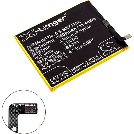NX - Batterie téléphone, smartphone, GSM pour Meizu 3.8V 3000mAh - BA711 (1/2)