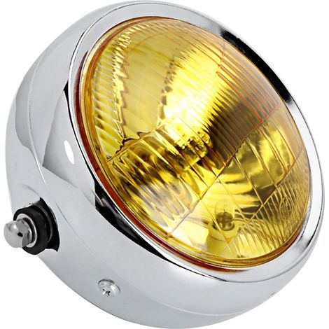 Phare avant moto rond rétro jaune, compatible CG125 GN125, version chromée électrolytique (1/3)