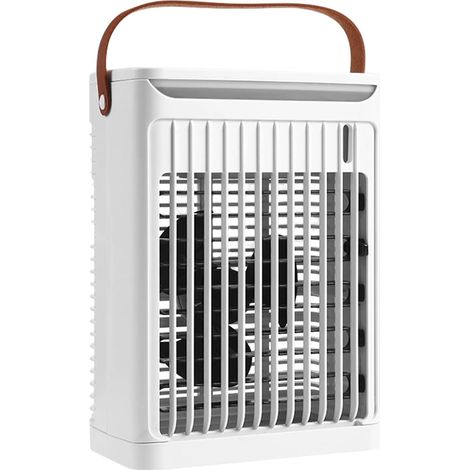 JSSEVN - Mini aire acondicionado portátil, ventilador con 5 velocidades, depósito de 680 ml, ventilador con alimentación USB para oficina, color blanco. (1/5)