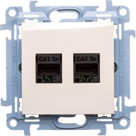 Simon 10 Double prise informatique 2xRJ45 cat.5e crème C52.01/41