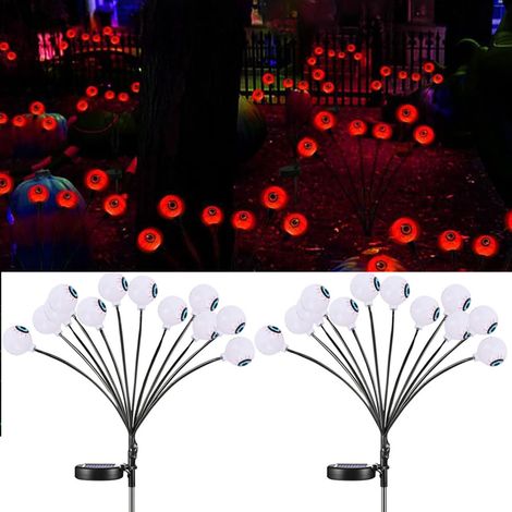 Décoration effrayantes, lumières de jardin extérieur d'Halloween, paquet de 2-24LED, lumières de luciole solaires, décoration se balançant (1/5)