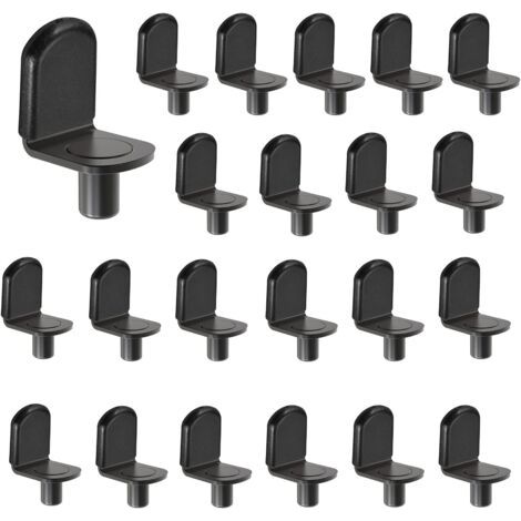 Lot de 60 supports d'étagère en noir, supports en verre pour meubles, armoires, bibliothèques, étagères (1/5)