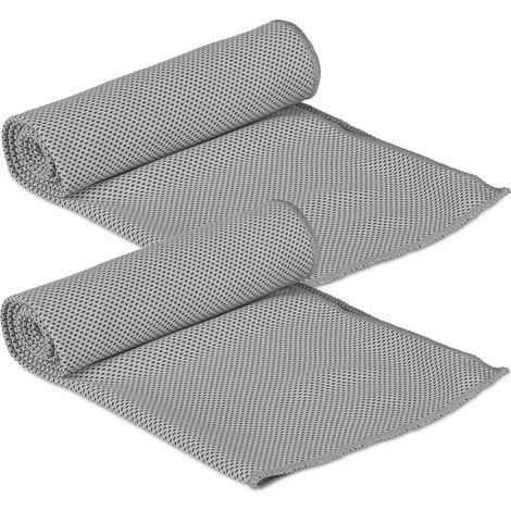 Serviette rafraîchissante, lot de 2, microfibre, tissu rafraîchissant, sport et fitness, serviette de sport, 90 x 30 cm, grise