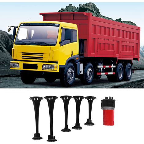 Kit 5 Trompes de Route Universel 12V avec Compresseur, Avertisseur Musical Puissant pour Voiture Camion Bateau (Noir) (1/5)