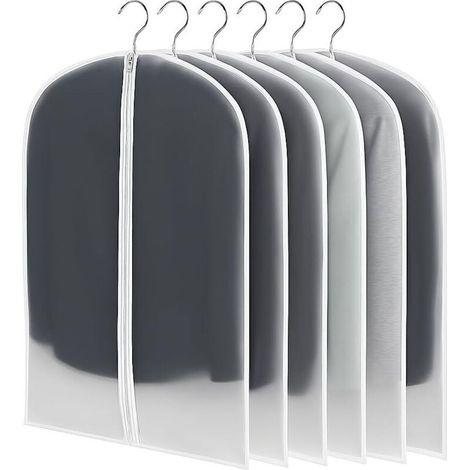 Lightweight Garment Bags, Set of 6, Transparent, 60x140 cm, Dustproof, Waterproof, Moisture and Mildew Resistant for Dresses (1/5)