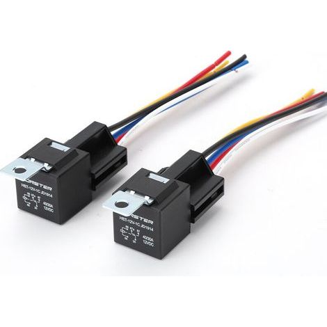 Relais à dos en fer 40A, 12V, 5 broches, avec douille, relais automobile, 12V/24V, pour une utilisation dans les phares, les climatiseurs, les klaxons, etc., 40A/12V, 5 broches, avec douille, verrouil (1/4)