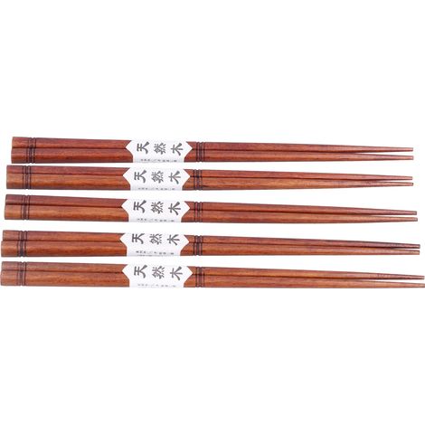 Lot de 5 paires de baguettes en bois, résistantes et fabriquées à la main, pour fondue chinoise à la maison ou au restaurant. Longueur : 23,6 cm (9,3 pouces). (1/5)