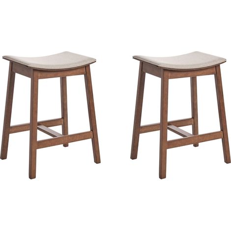 Set mit 2 Barhockern DIXON Holz Dunkelbraun / Beige