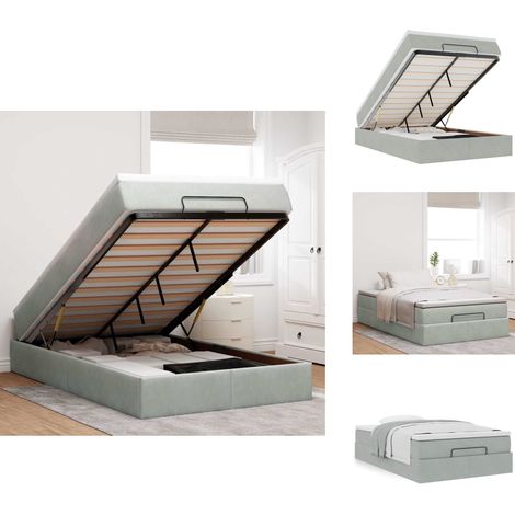 Lit ottoman avec matelas gris clair 120x190 cm velours - Lit Ottoman - Lits Ottoman - Cadre De Lit Avec Rangement - Cadre De Lit Rembourré (1/5)