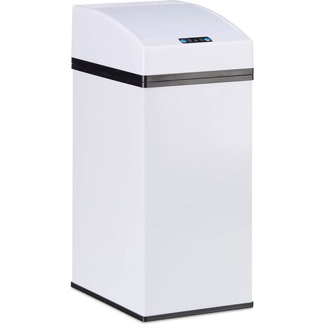 Poubelle automatique cuisine design capteur couvercle seau intérieur 7 litres blanc
