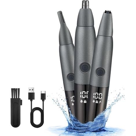 Tondeuse à poils de nez - Rechargeable - Élimine les poils du nez - Étanche - Unisexe - 15,4 x 2,5 x 2,5 cm (1/5)