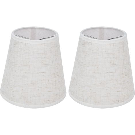 Lot de 2 abat-jour en tissu à clipser pour lampe de table à vis E14, style chandelier ou lustre, PT13, beige et blanc. (1/5)