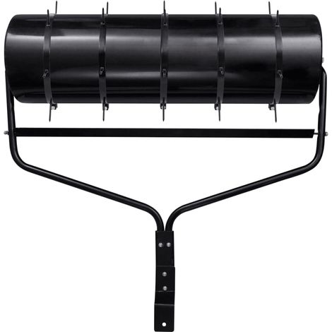 Rouleau de jardin et de pelouse à tirer avec pinces aérateur noir 63 L en fer (1/5)