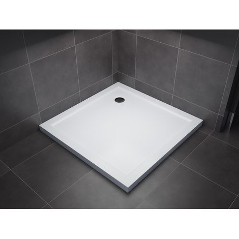 Duschtasse quadratisch Marwell 90 x 90 cm in Steinoptik - Duschwanne für Duschabternnung mit 90x90cm