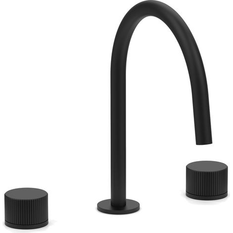 Batteria lavabo a 3 fori colore nero opaco con bocca di erogazione fissa Paffoni Jo JO052NO Nero opaco - Senza piletta di scarico (1/2)