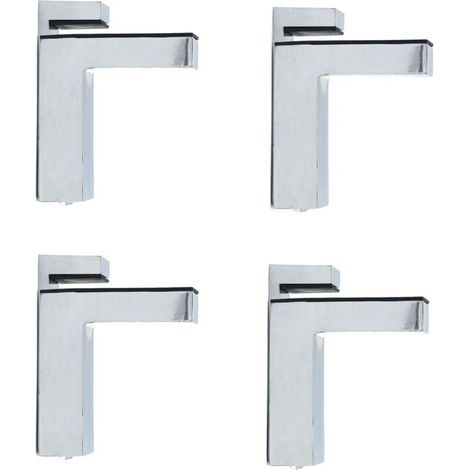 Lot de 4 pinces en verre en forme de F à fixation murale ajustable 6 à 28 mm d'épaisseur en alliage de zinc Finition chromée Support d'étagère..DEBUNS