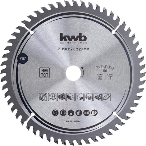 kwb Kreissägeblatt 190 x 20 mm, sehr feiner Schnitt, Sägeblatt geeignet für Arbeitsplatten, Holz und beschichtete Platten (1/5)