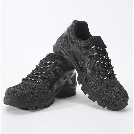 Chaussures de sécurité légères et respirantes – embout en acier – noires, pointure 40 EU – semelle en caoutchouc résistant – adaptées aux environnements de travail humides (1/5)