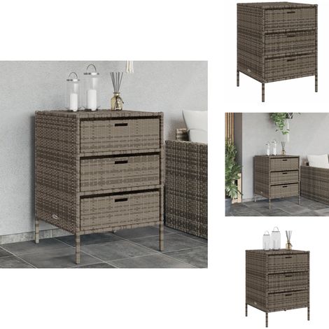 Armoire de rangement de jardin et 3 tiroirs gris résine tressée - Coffre De Jardin - Rangements Exterieur - Mobilier De Jardin - Armoire De Jardin - Coffre De Rangement (1/5)