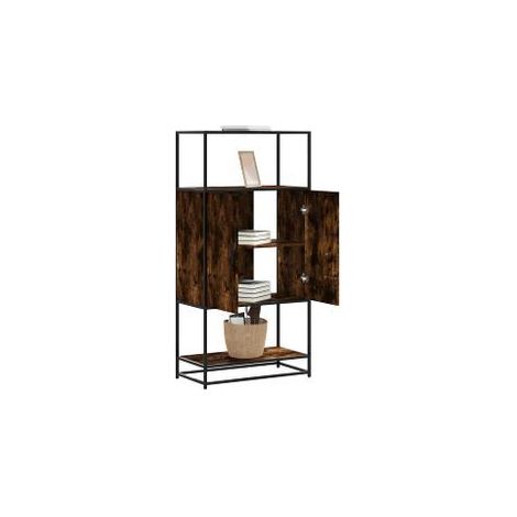 Buffet haut chêne fumé 68x35x139 bois d'ingénierie métal (1/5)