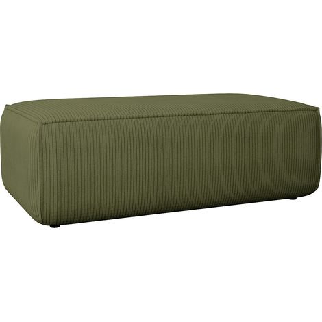 Vente-Unique – Pouf en velours côtelé kaki – 100 % polyester – Garnissage mousse haute résilience – Charge maximale 120 kg – Dimensions 102x69x42 cm (1/3)