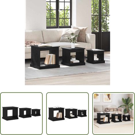Bois d'ingénierie - Table basse 3 pcs Chêne noir Bois d'ingénierie (1/5)