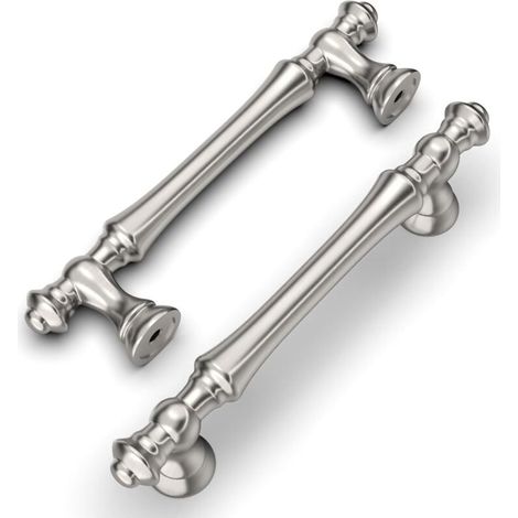 6 Stück Küchenschrankgriffe aus gebürstetem Stahl, 96 mm, Zinklegierung, silberfarben, mit Schrauben, für Büros, Schubladen, Schränke, Kommoden (1/3)