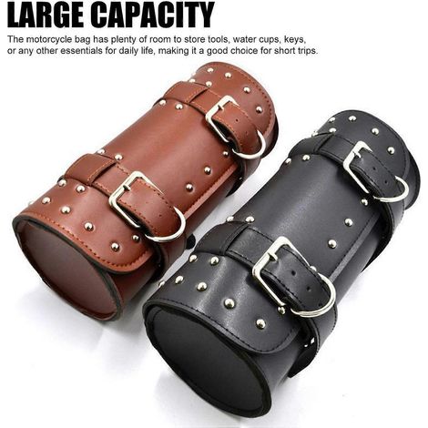 Motorrad-Werkzeugtasche, Satteltasche aus PU-Leder mit verstellbaren Riemen, Lenkertasche