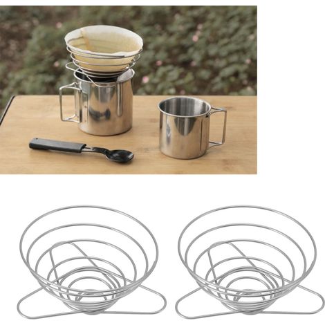 Filtre à café pliable pour le camping, porte-filtre à café, filtre à café en acier inoxydable pour infusion lente, taille moyenne. (1/5)