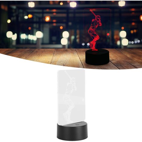 Veilleuse tactile 3D à motif de joueur de baseball, alimentée par USB ou piles, pour la maison (1/5)