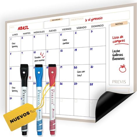 Previs Calendrier Magnétique Réfrigérateur Mensuel A3 - Calendrier 2026 Réfrigérateur Aimant - Planificateur Mensuel 3 Rouleaux - Tableau Magnétique Réfrigérateur - Organisateur Hebdomadaire Familial (1/5)